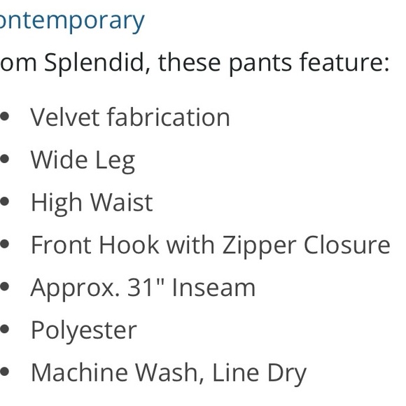 Splendid Irene Velvet Coordinating Trousers Pants. Soft, beautiful, comfortable - Picture 4 of 9